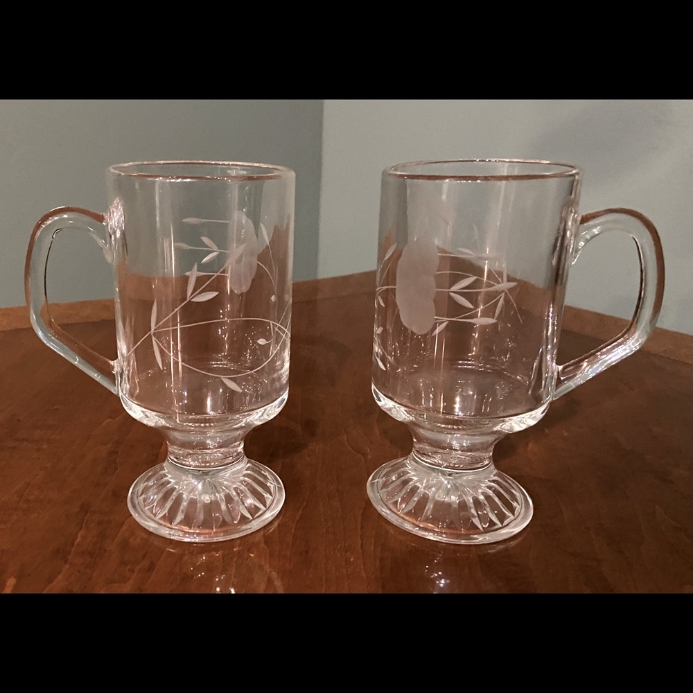 Princess House Etched Glass Coffee Glasses. Set of 4. Only one set available.